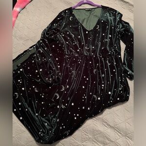 Green Velvet Celestial Dress